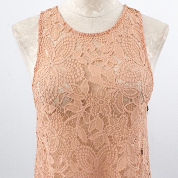 For Love & Lemons S Lace Mini Dress Short Pink Beach CoverUp Lingerie Chemise - Picture 5 of 10